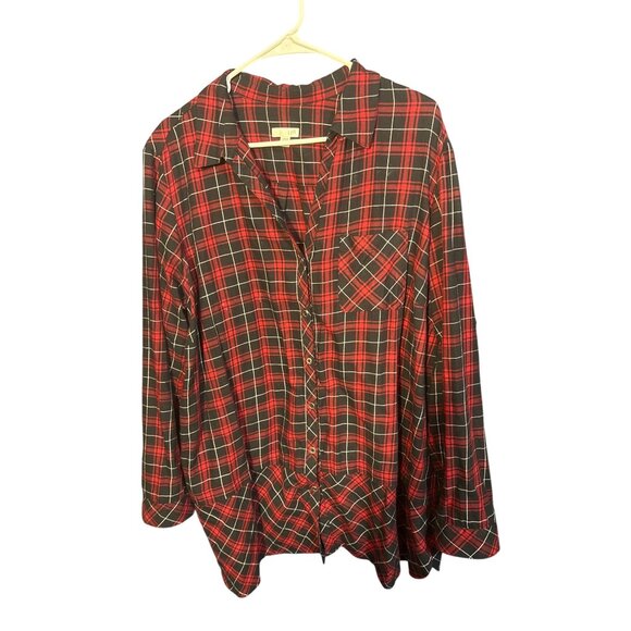 J. Jill Womens Red & Black Plaid Button-Down Shirt 2X - Picture 1 of 4